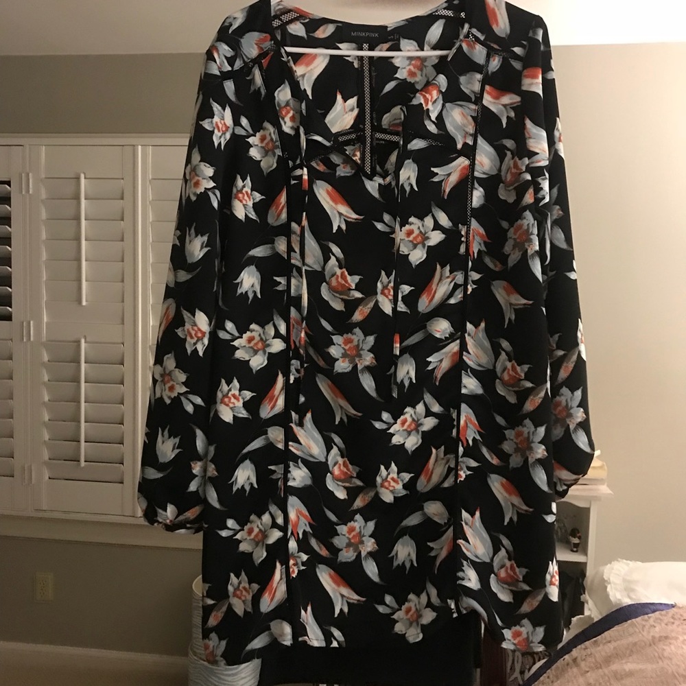 minkpink long sleeve black dress